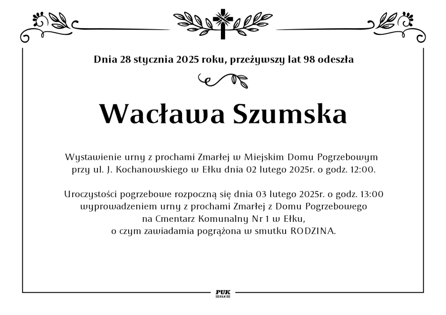 Wacława Szumska - nekrolog